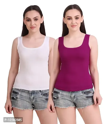 Paras? Tank Top/Vest Camisole Sando Spaghetti Chemise Inner Wear Camis for Girls and Women (Pack of 2)-thumb0
