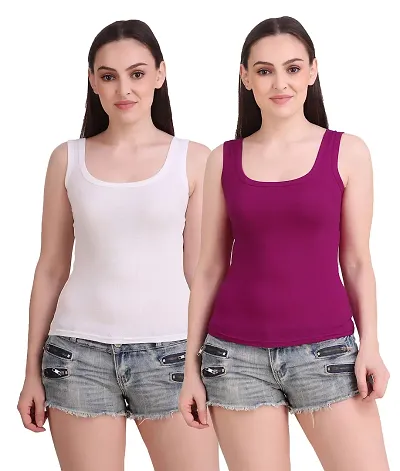 Paras? Tank Top/Vest Camisole Sando Spaghetti Chemise Inner Wear Camis for Girls and Women (Pack of 2)