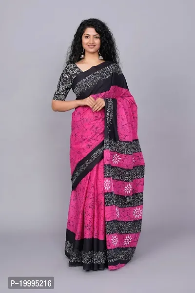 Buy Mayurie Hasina Batik Print Cotton Saree with Unstitched Blouse online