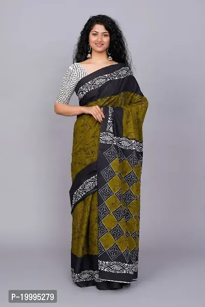 Black multicolor silk hand printed batik print saree – GoCoop