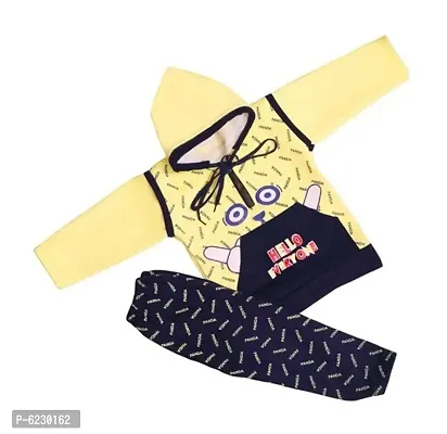 Fabulous Cotton Printed Long Sleeves Hooded Top with Bottom Set For Infants-thumb0