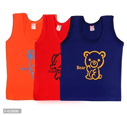 Stylish Cotton Printed Vests For Kids- Pack Of 3