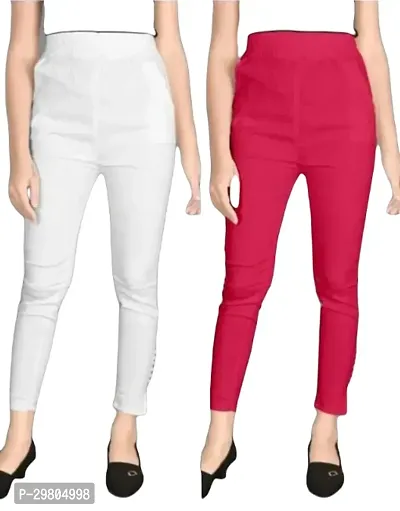 Stylish Cotton Blend Solid Trouser Pant for Women, Pack of 2