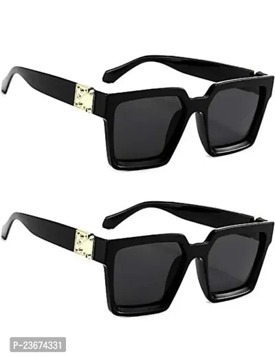 Pack of 2 new trendy unisex Badshah black sunglasses, goggles for boys, girls, men and women.-thumb0