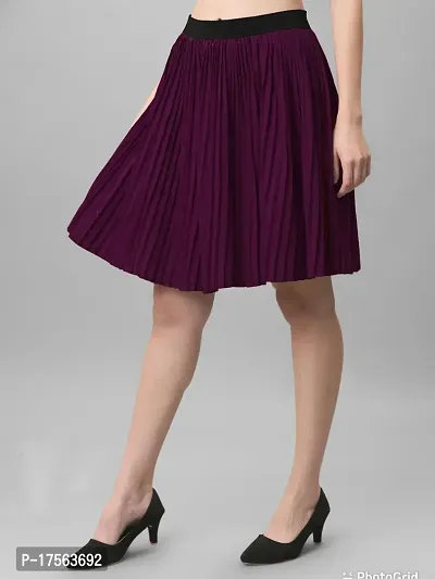 Elegant Purple Crepe Solid Skirts For Women-thumb0