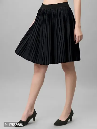 Elegant Black Crepe Solid Skirts For Women-thumb0