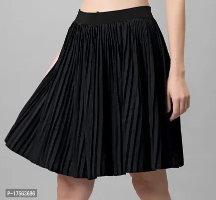 Elegant Black Crepe Solid Skirts For Women-thumb2