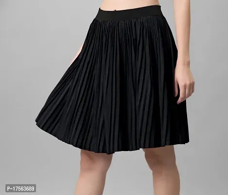 Elegant Black Crepe Solid Skirts For Women-thumb2