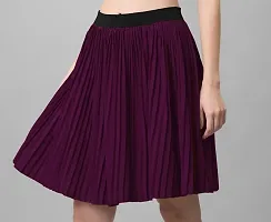Elegant Purple Crepe Solid Skirts For Women-thumb1