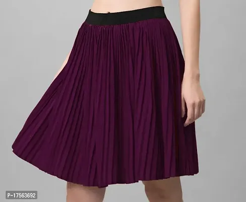 Elegant Purple Crepe Solid Skirts For Women-thumb2