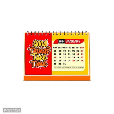 ESCAPER Good Things Motivational Desk Calendar 2024 with Quotes 12 Monthly Pages with Thick Paper Twin-Wire Binding for New Year Daily Planning (A5 Size, 8.5 x 5.5)-thumb0