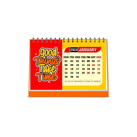 ESCAPER Good Things Motivational Desk Calendar 2024 with Quotes 12 Monthly Pages with Thick Paper Twin-Wire Binding for New Year Daily Planning (A5 Size, 8.5 x 5.5)