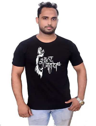 MJ UNIQUE FABRICS Unisex HAR HAR MAHADEV Graphic Print T-Shirt 100% Cotton Premium BIOWASHED