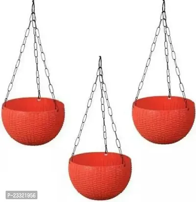 Hanging Flower Pots With Metal Chain  Pack Of 3