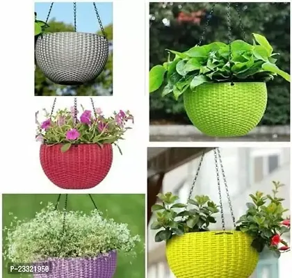 Hanging Flower Pots With Metal Chain  Pack Of 5-thumb0