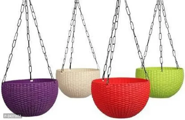 Virajsanchi Hanging Pots With Metal Chain 4 Pieces-thumb0