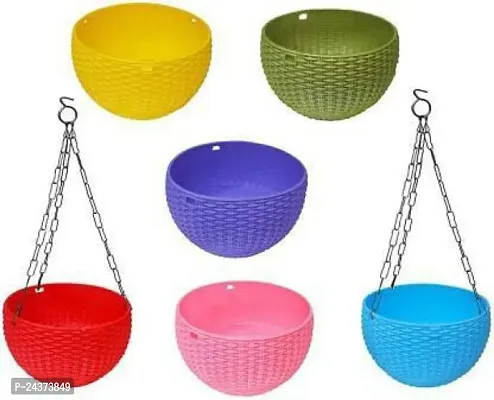 Virajsanchi Hanging Pots With Metal Chain  6 Pieces