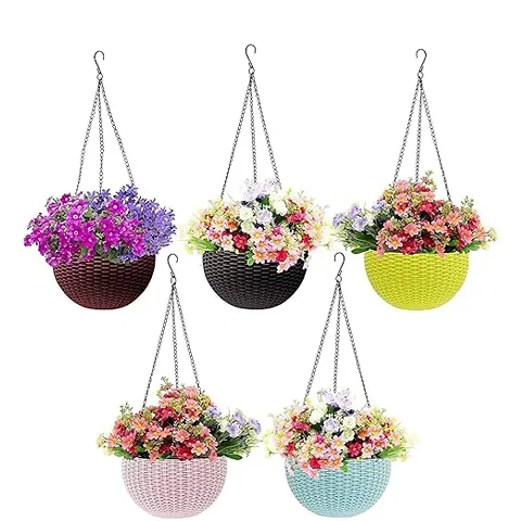 Virajsanchi Hanging Pots With Metal Chain 5 pieces