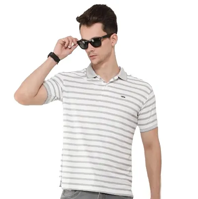 Stylish Blend Striped Polos For Men