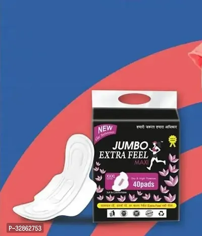 Jumbo Extra Comfort Large Day And Night Protection Leakage Free Dry Net Sanitary Napkin Pads-40 Pads,3XL