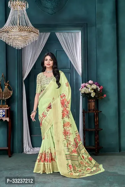 Stylish Cotton Silk Printed Saree with Blouse Piece-thumb0