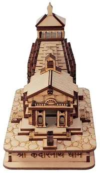 Mahadev Kedarnath Temple Small The Place of Light in Wood Miniature | Hand Crafted Wooden Temple for Car Dashboard, Gifting, ShowPiece ( L-9cm, B-5cm, H-8cm)-thumb1