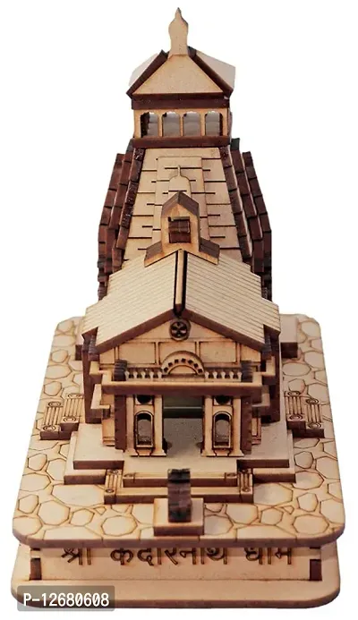 Mahadev Kedarnath Temple Small The Place of Light in Wood Miniature | Hand Crafted Wooden Temple for Car Dashboard, Gifting, ShowPiece ( L-9cm, B-5cm, H-8cm)-thumb2
