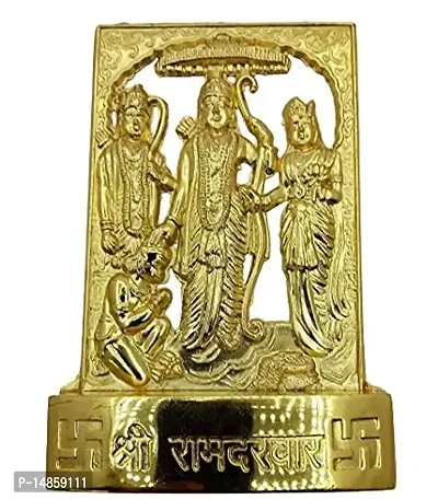 Lord Ram Darbar Statue Idol Murti n Decorative Showpiece for Pooja, Temple, Gifting, Traditional Rituals, Religious Purpose (Metal, Gold)
