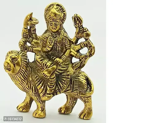 Metal Shri Maa Durga Idol, 3 Inch, Gold.