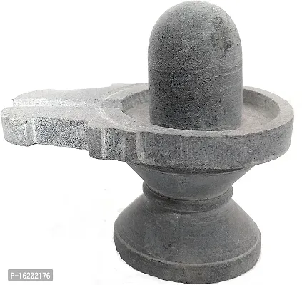 Stone Shivling Statue Made up of gorara Stone Handcrafted Items (6.5 cm) Grey