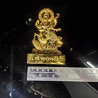 Small maa Saraswati Vidya Devi Idol Metal Gold Plated Saraswati MATA Statues for Car Dashboard Mandir Pooja Murti Temple Puja Home Decor Office Showpiece-thumb3
