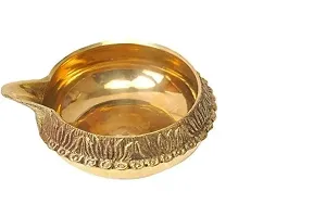 Brass Kuber Diya Oil Lamp / brass diya lamp/ Akhand jyot diya Engraved Design for Diwali, Home  Temple Decoration 2 set-thumb2