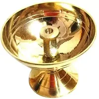 Golden Akhand Jyoti 3 Inch Diameter Brass Table Diya Height 2.4 inch-thumb1