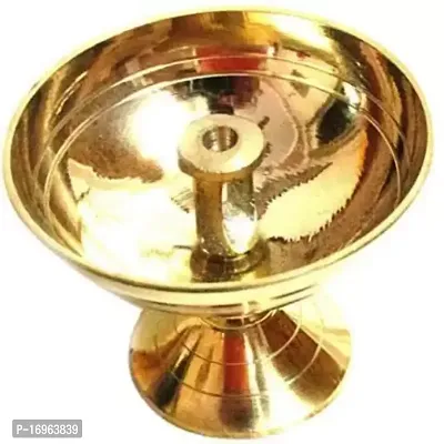 Golden Akhand Jyoti 3 Inch Diameter Brass Table Diya Height 2.4 inch-thumb2