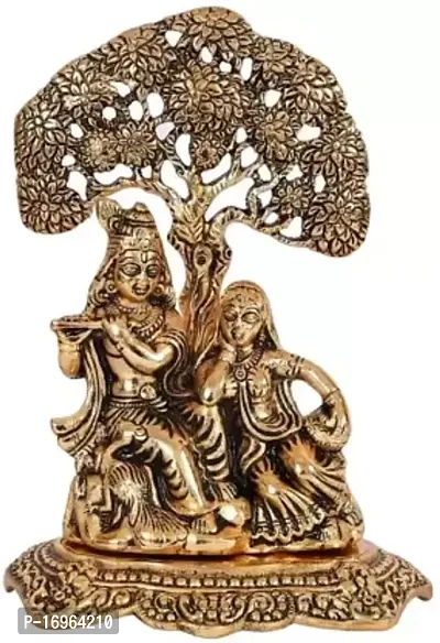 Radha Krishna Decorative Showpiece Decorative Showpiece - 21 cm  (Brass , Gold)-thumb0