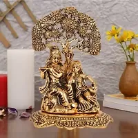Radha Krishna Decorative Showpiece Decorative Showpiece - 21 cm  (Brass , Gold)-thumb1