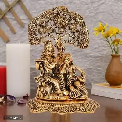 Radha Krishna Decorative Showpiece Decorative Showpiece - 21 cm  (Brass , Gold)-thumb2