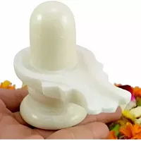 White Marble Shivling Decorative Showpiece - 15 cm  (Marble, White)-thumb1