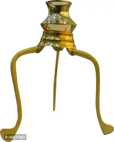 Shivling Stand Without Shivling Brass Lota for Puja Tripai Lota for Jalabhishek of Shivling Decorative Showpiece Decorative Showpiece - 15 cm  (Brass, Gold)