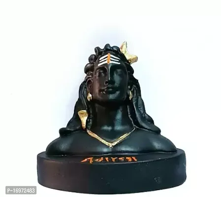 Adiyogi Shiva Statue Decorative Showpiece - 9 cm  (Polyresin, Black)