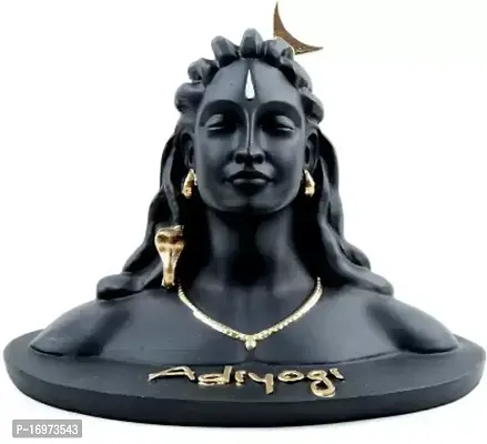 Matte Black Color polyresin Adiyogi Shiva Idol for Home Deacute;cor, Gift  Puja, Car Dashboard Statue | Made in India(5 inch) Decorative Showpiece - 13 cm  (Polyresin, Black, Gold)-thumb0