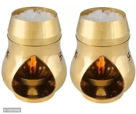 Camphor lamp Brass Table Diya Pack of 2 (Height: 6 inch) Brass (Pack of 2) Table Diya  (Height: 13.5 inch)-thumb0