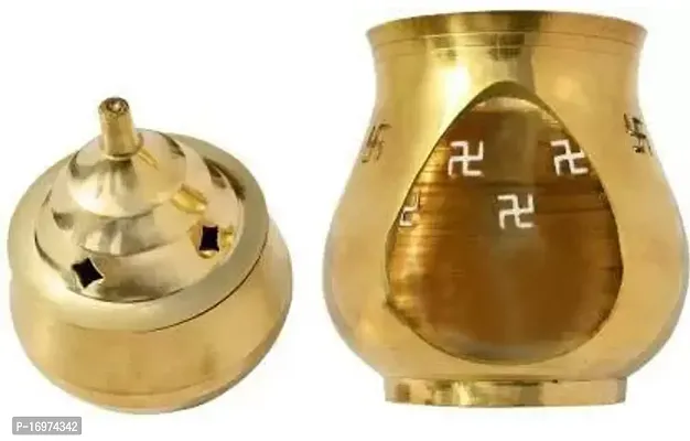 Camphor lamp Brass Table Diya Pack of 2 (Height: 6 inch) Brass (Pack of 2) Table Diya  (Height: 13.5 inch)-thumb2