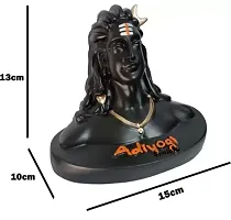 Lord Shiva with Ganesha in Dhyan Mudra, Adiyogi Idol for Home Decor Decorative Showpiece - 13 cm  (Polyresin, Black)-thumb2