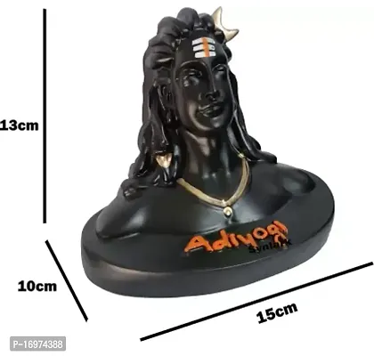 Lord Shiva with Ganesha in Dhyan Mudra, Adiyogi Idol for Home Decor Decorative Showpiece - 13 cm  (Polyresin, Black)-thumb3