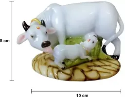 Cow With Calf Decorative Showpiece - 8 cm  (Polyresin, White)-thumb1