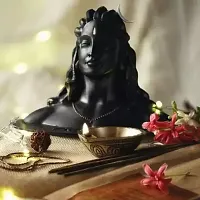 Adiyogi Idol with rudraksha mala Decorative Showpiece - 15 cm  (Polyresin, Black, Gold)-thumb2