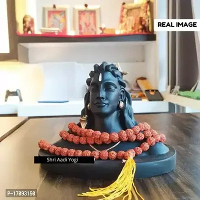 Adiyogi Idol with rudraksha mala Decorative Showpiece - 15 cm  (Polyresin, Black, Gold)-thumb2