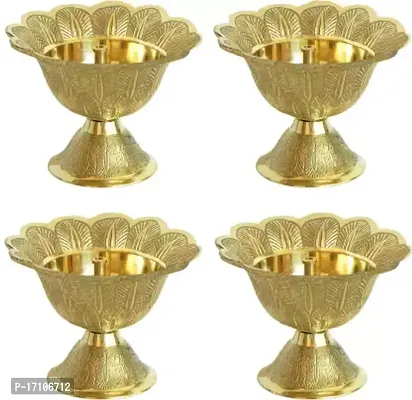 Brass (Pack of 4) Table Diya Set  (Height: 3 inch)-thumb0