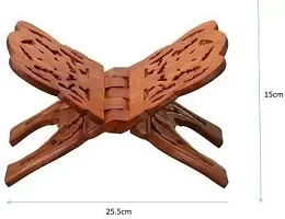 Pooja Book Stand / Rehal / Wooden Holy Book Stand / Wooden Book Stand / Ramayan - Geeta Stand- (Width (Open) = 25 cm : Height (Open) = 15 cm) Wooden Brown Rehal  (Width (Open) = 25 cm : Height (Open)-thumb1